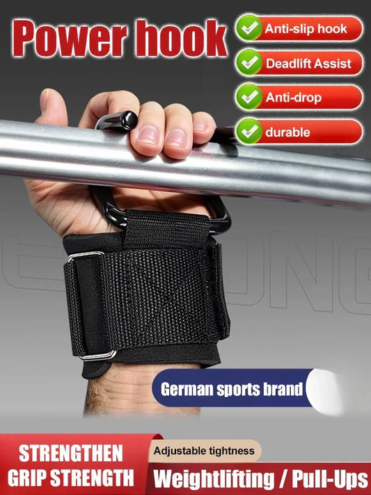 🏋️‍♂️Weight Lifting Rod Hooks Wrist Support 💪 (1 Pair)