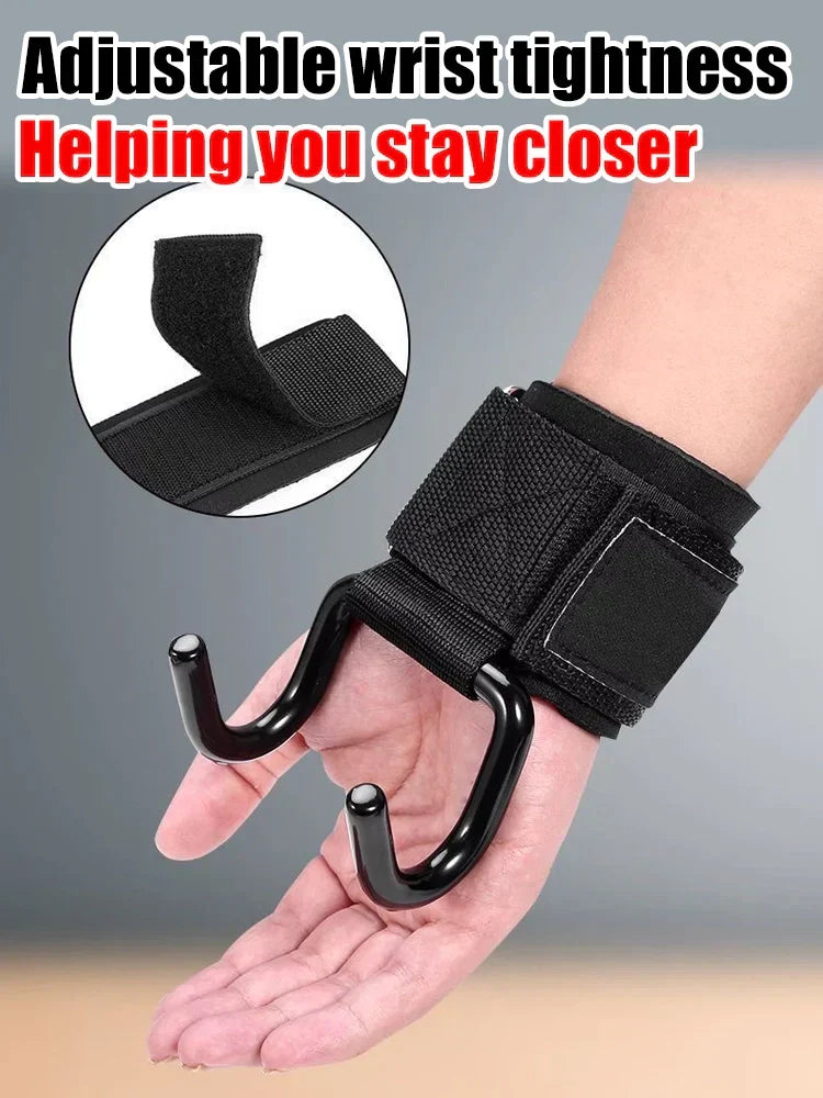 🏋️‍♂️Weight Lifting Rod Hooks Wrist Support 💪 (1 Pair)