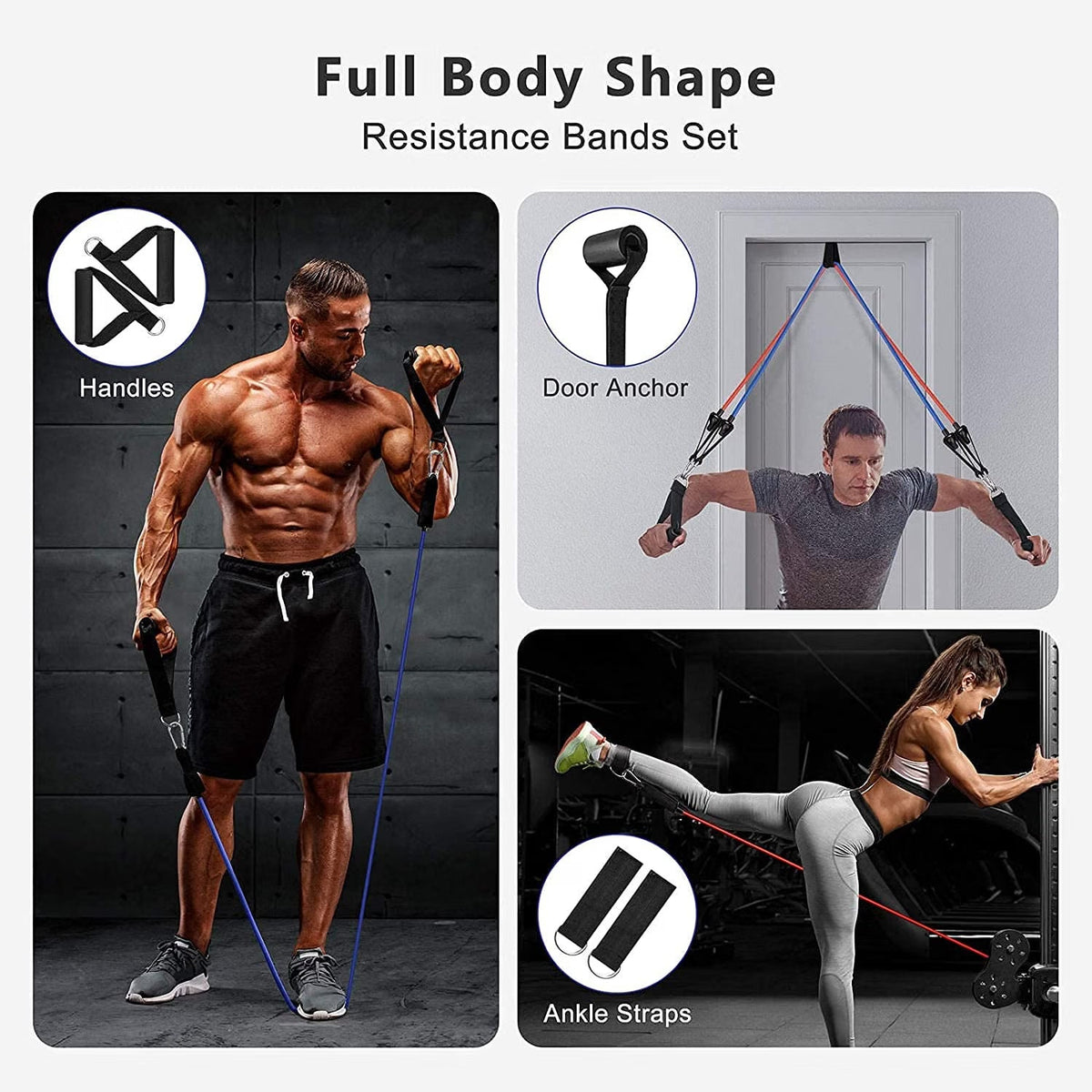 11 Pcs Resistance Bands Set for Exercise, Stretching, & Workout