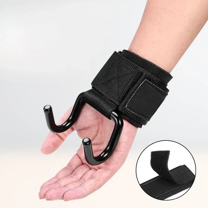 🏋️‍♂️Weight Lifting Rod Hooks Wrist Support 💪 (1 Pair)
